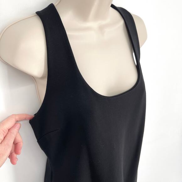 Boston Proper Scoop Neck Racerback Dress Sz 12 Black Sleeveless Bodycon Stretch - Picture 2 of 8